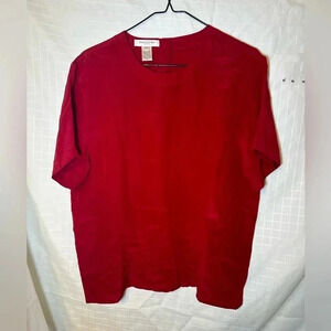 Women’s Jones New York petite size 14 red 100% silk blouse